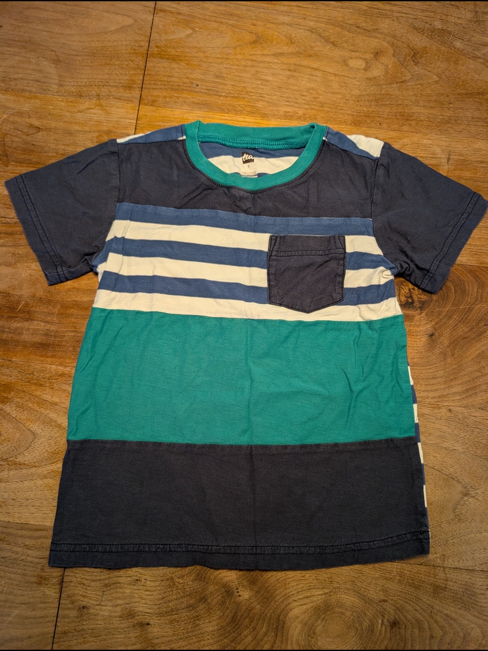 Tea Collection Teal, Navy & Cream Striped Short-Sleeve Tee